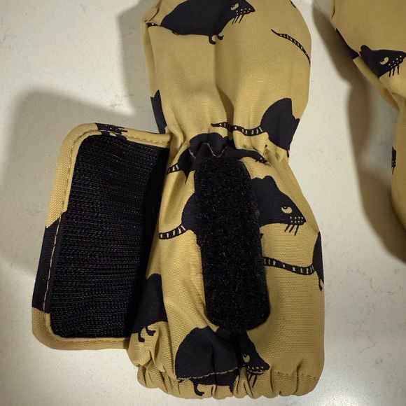 Mini Rodini baby mitts Animal Print Mittens - Black and Tan - Picture 3 of 5